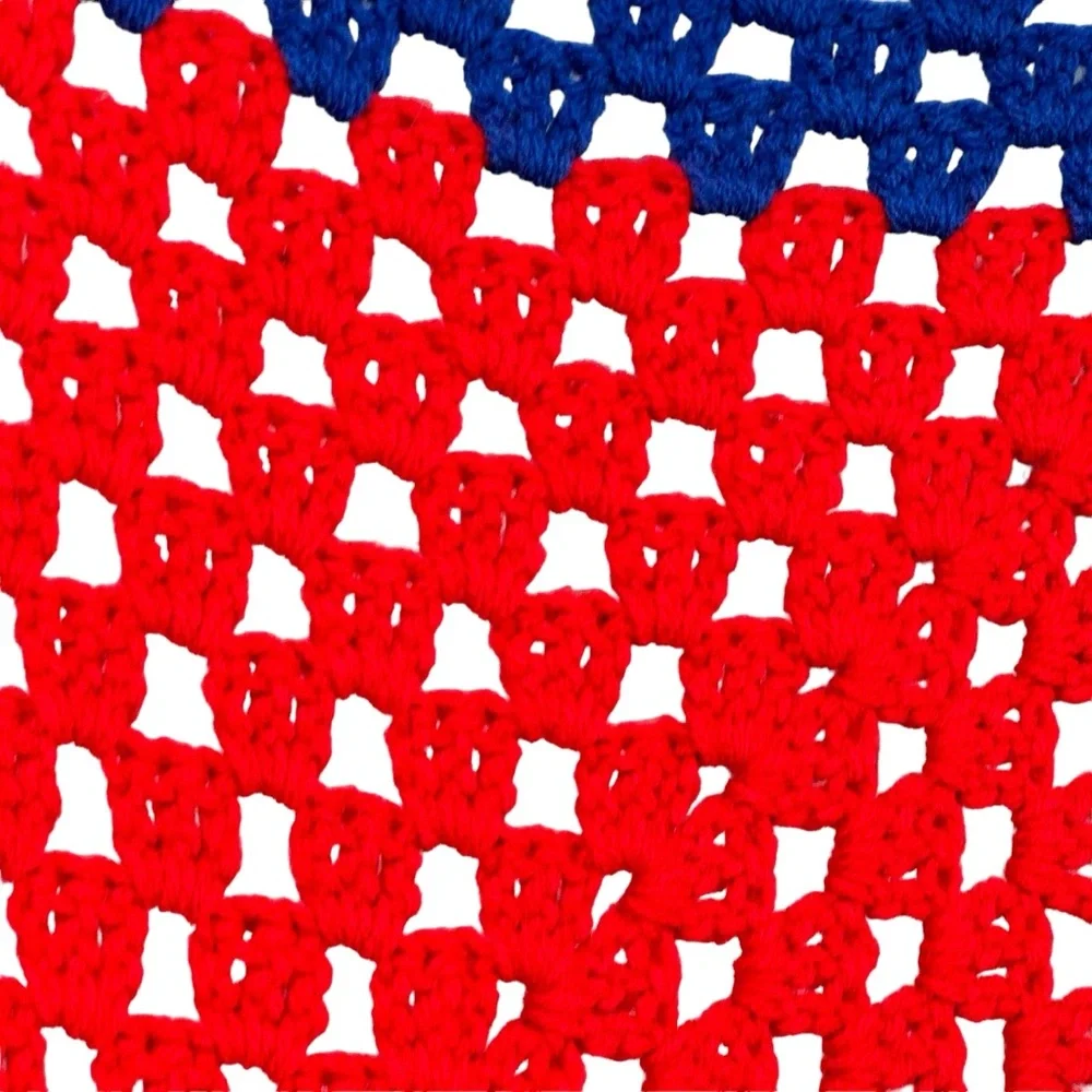 *Beautiful Hand Made Red and Blue Crocheted Blanket